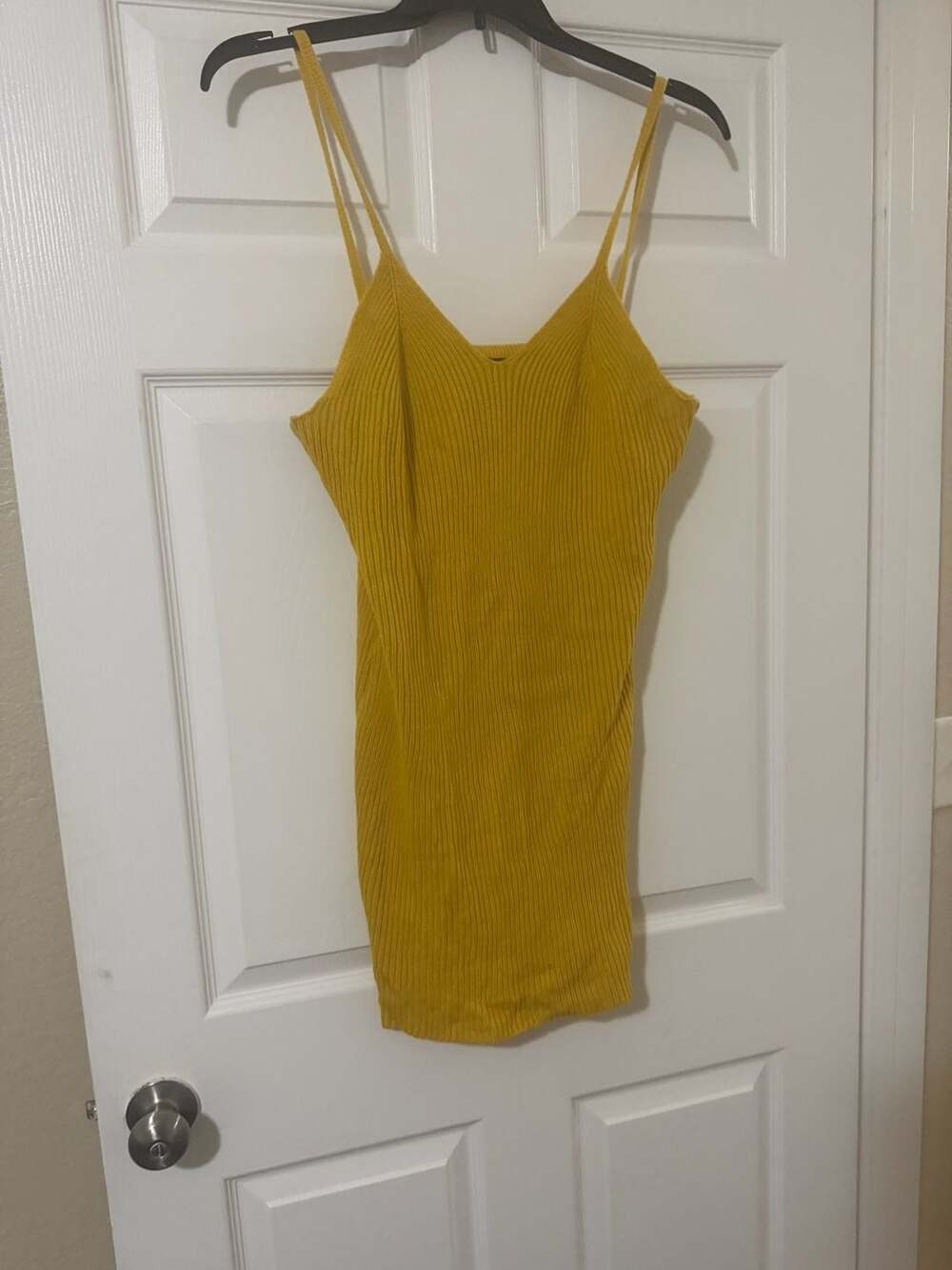 Almost Famous Ribbed Knit Mini Dress Mustard Yellow Size 2X - Picture 2 of 5